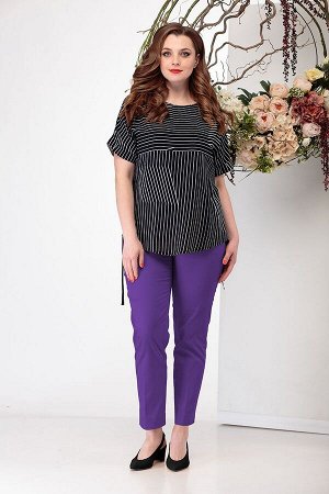 Блуза, брюки Michel chic 1169 черный+фиолет