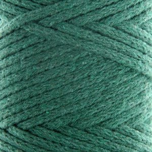 Шнур для вязания без сердечника 100% хлопок, ширина 3мм 100м/200гр (т.зелёный)