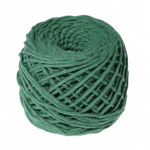 Шнур для вязания без сердечника 100% хлопок, ширина 3мм 100м/200гр (т.зелёный)