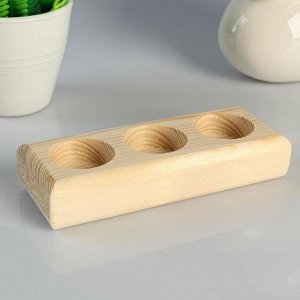 Деревянный подсвечник на 3 свечи «Прямоугольный», массив, 15.5x6x3 см