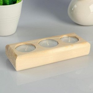 Деревянный подсвечник на 3 свечи «Прямоугольный», массив, 15.5x6x3 см