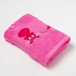 Полотенце махровое с бордюром «Кошки» цвет розовый, 30х60см