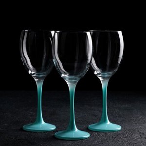 Набор бокалов для вина 3 шт «Венью», 340 мл, 7,1x20,5 см, цвет бирюзовый