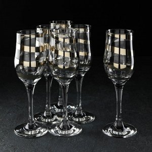 Набор бокалов для шампанского GiDGLASS «Серпантин», 190 мл, 6 шт, золото