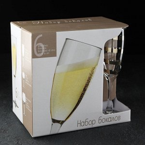 Набор бокалов для шампанского «Серпантин», 170 мл, 6 шт, золото