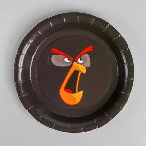 Тарелка бумажная Angry Birds, набор 6 шт., 18 см, цвет чёрный