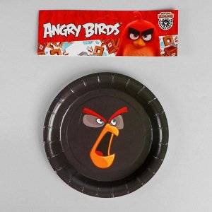 Тарелка бумажная Angry Birds, набор 6 шт., 18 см, цвет чёрный