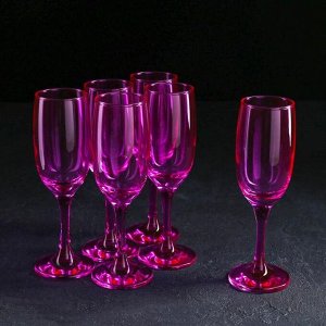 Набор бокалов для шампанского «Радуга», 190 мл, 6 шт, цвет агат