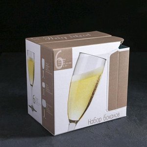 Набор бокалов для шампанского «Радуга», 190 мл, 6 шт, цвет изумруд