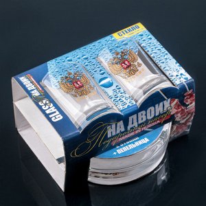 Набор для спиртных напитков GiDGLASS «Герб России»: 2 стопки 50 мл, пепельница, в подарочной упаковке