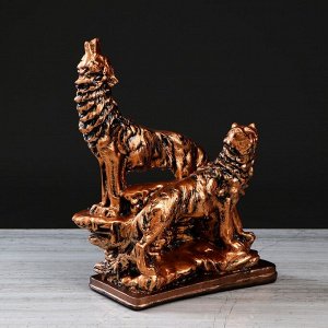 Статуэтка "Пара волков", бронзовый цвет, 30 см