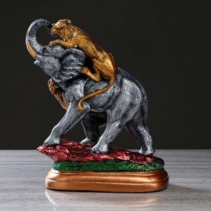 Статуэтка "Слон с тиграми" цветной, 35 см