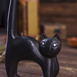 Сувенир дерево "Кошка под кольца черная" 15х3х25 см