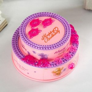 Шкатулка пластик музыкальная "Торт" 13х7,5 см