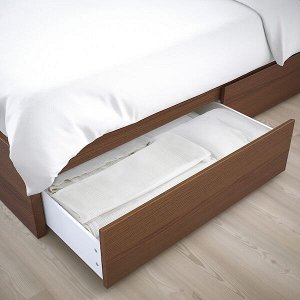 МАЛЬМ Высокий каркас кровати/4 ящика, коричневая морилка ясеневый шпон, Лонсет180x200 см