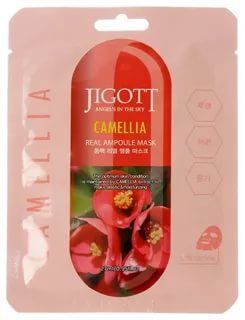 280245 "Jigott" Camellia Real Ampoule Mask Маска для лица тканевая ампульная с экстрактом камелии 27 мл 1/600