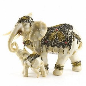 Фигурка декоративная "Белый слон со слонёнком" 21*10*16см. (с декоративными стразами) (транспортная  упаковка)