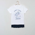 Короткая пижама с рисунком - белый