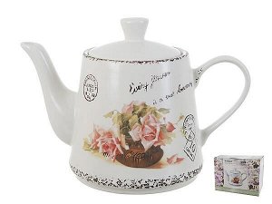 Чайник заварочный "Чайная роза" 21*13*15см. v=1000мл. (керамика) (подарочная упаковка) 890931
