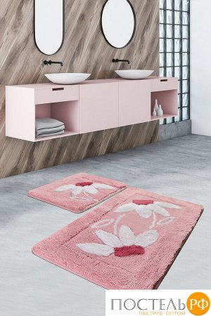 11054 Коврик для ванной DO&CO (60Х100 см/50x60 см) DAISY розовый