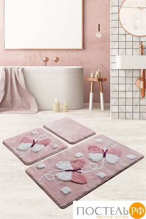 11059 Коврик для ванной DO&CO (60Х100 см/50x60 см) MARI розовый