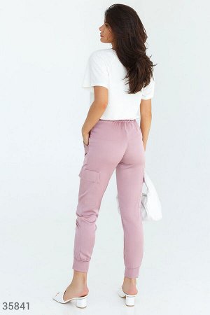 Шелковые брюки-джоггеры розового цвета