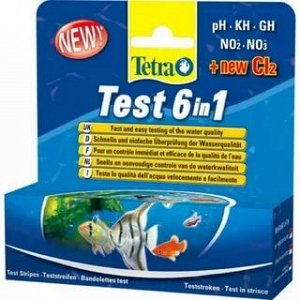 TetraTest 6 в 1 GH/KH/NO2/NO3/pH/Cl полоски для пресной воды 25 шт.