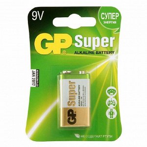 Батарейки GP Super 6LR61/Крона 9V/1604A алкалин. бл/1 GP1604A-5CR1 штр.  4891199002311