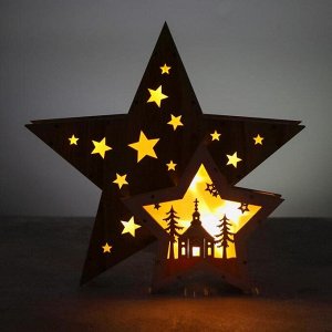 Новогодний декор с подсветкой «Двойная звезда» 2АА, 6,5х26х25 см