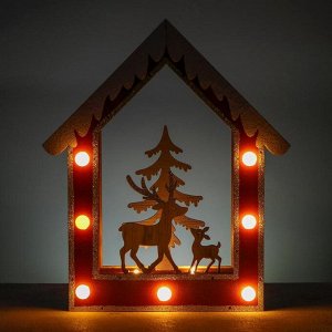 Новогодний декор с подсветкой «Новогодний домик» 2АА, 7,2х28х33,5 см