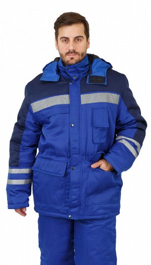 Костюм мужской рабочий  зимний "Сибиряк" куртка, брюки васильковый с темно-синим и СОП