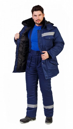 Костюм мужской рабочий "Мастер Норд" зимний куртка, брюки т-синий и СОП тк.смесовая