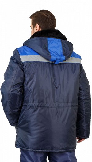 Куртка мужская рабочая "Патриот" зимняя с мех. воротником т-синяя с васильковым тк.Оксфорд