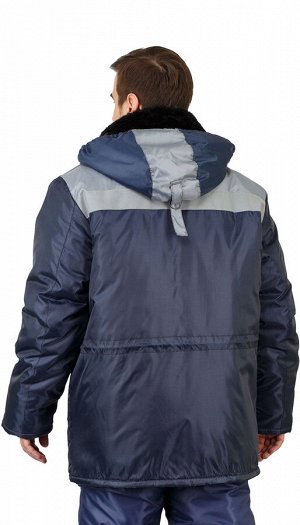 Куртка мужская рабочая &quot;Патриот&quot; зимняя с мех. воротником т-синяя с серым тк.Оксфорд