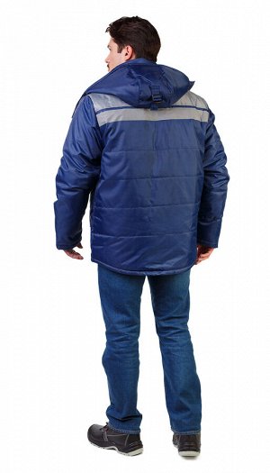 Куртка мужская рабочая "Рейс1" зимняя т-синяя с серым