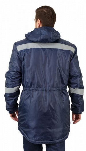 Куртка мужская рабочая "Спец" зимняя удлинённая т-синяя тк. Оксфорд