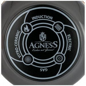 Кастрюля agness эмалированная с крышкой, серия deluxe, 16x11см, 2,0л, подходит для индукции