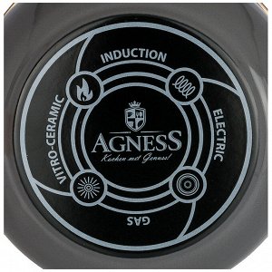 Кастрюля agness эмалированная с крышкой, серия deluxe, 18x12см, 2,8л, подходит для индукции