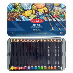 Карандаши художественные цветные Derwent Studio, 36 цветов, в металлической коробке