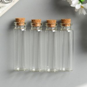 Набор стеклянных бутылочек с пробковой крышечкой (4шт) 2,2х7см