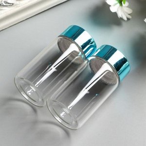 Набор стеклянных бутылочек с цветной крышечкой (2шт) 3,7х7см(7729367)