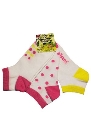 Сет носки детские спортивные бесшовные для девочки (Арт. 8С818 розовый+желтый (3 п Размер: 20-22 Цвет:Ассорти)