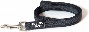 JULIUS-K9 поводок для собак Color & Gray Super-grip 2/300см, с ручкой, до 50 кг, черно-серый