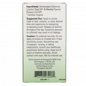 Now Foods, Certified Organic Peppermint Roll-On, 1/3 fl oz (10 ml)