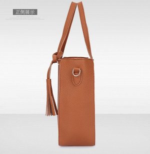 Набор из 4 предметов: две сумки, кошелек, ключница, коричневый