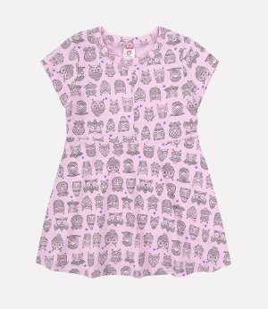 Платье для девочки Crockid К 5671 розовое облако, совы