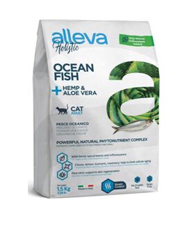 Alleva Holistic сухой корм для кошек с океанической рыбой, коноплей и алое вера 0,4кг