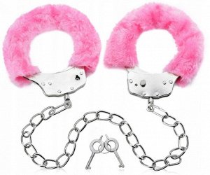 Металлические наножники с розовой меховой обивкой для щиколоток Furry Ankle Cuffs