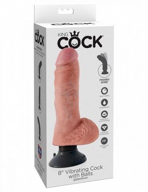 Гнущийся реалистичный вибратор на присоске 8&#039;&#039; Vibrating Cock with Balls