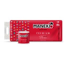 Бумага туалетная "Maneki" RED (красная) 3 слоя, 214 л., 30 м, гладкая, без аромата, 10 р./уп.